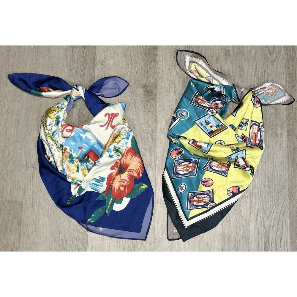 Anthropologie 2-Pack Nautical Hair Scarves Hair Wrap L Women's Multifunctional